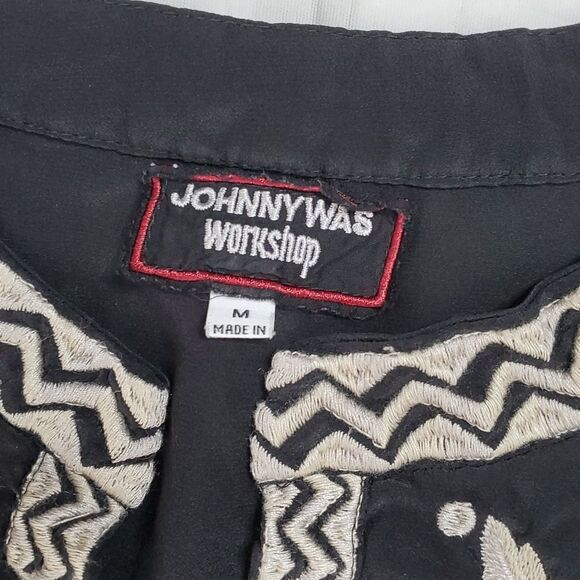 Johnny Was Workshop Black Silk Embroidered Tunic Top - Picture 2 of 7